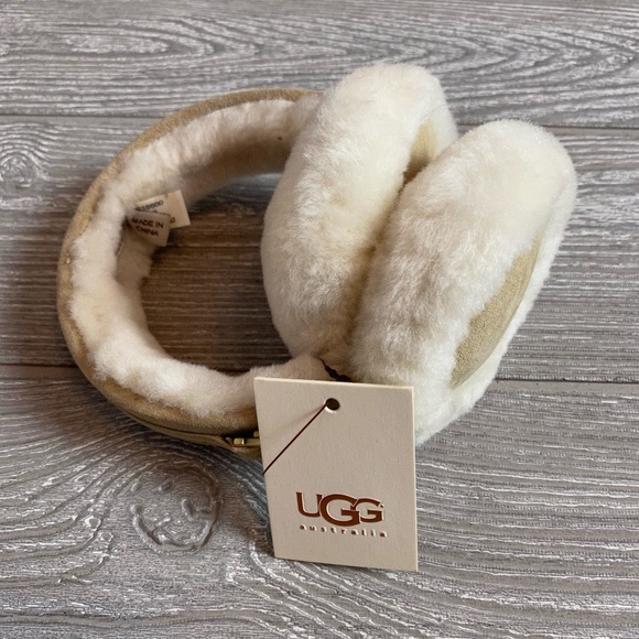 UGG Accessories - NWT UGG Foldable Sand Suede Shearling Earmuffs